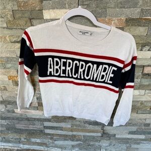 Abercrombie White and Red Striped Sweater